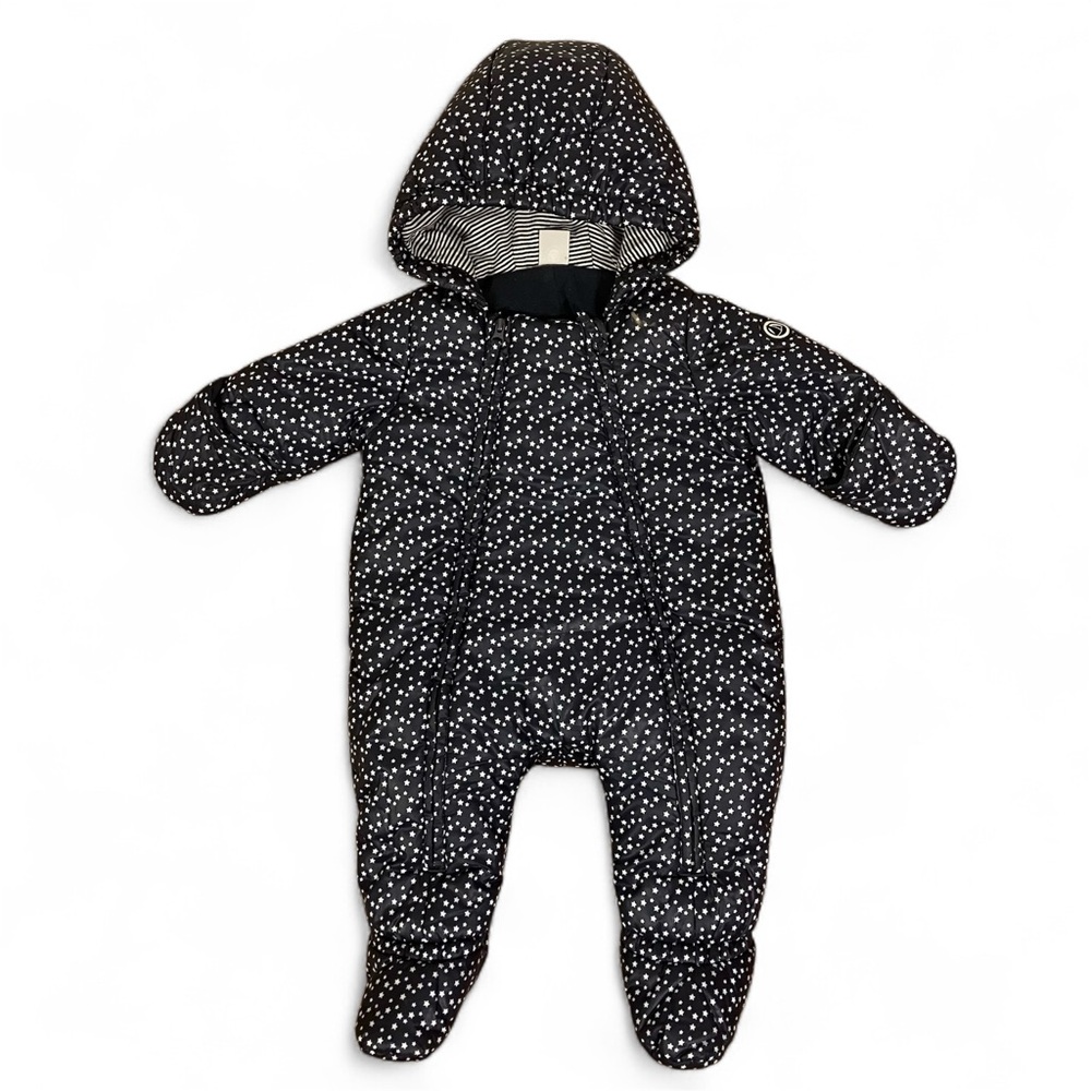 Petit Bateau Baby Snowsuit 6M | Navy with White Stars | Cozy Winter Suit